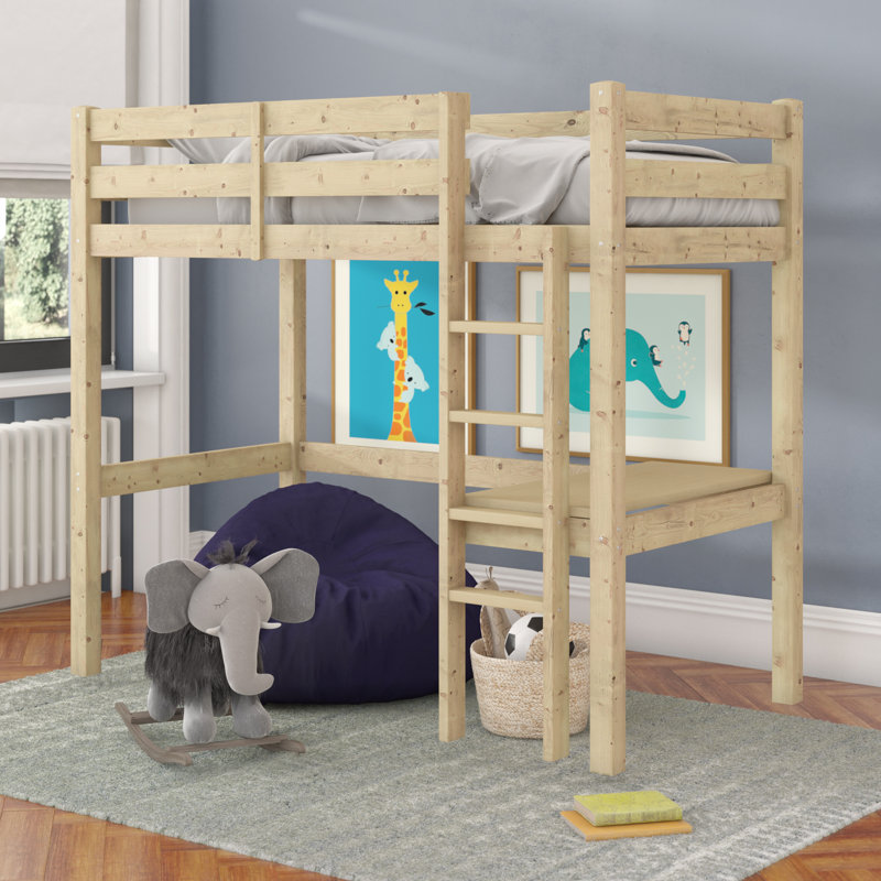 Just Kids 90 X 190Cm Solid Wood High Sleeper Bunk Bed with Builtin
